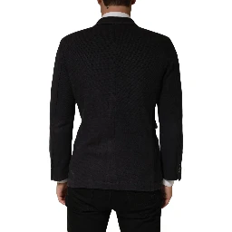 Dark Gray Cotton Men Single Breasted Jacket