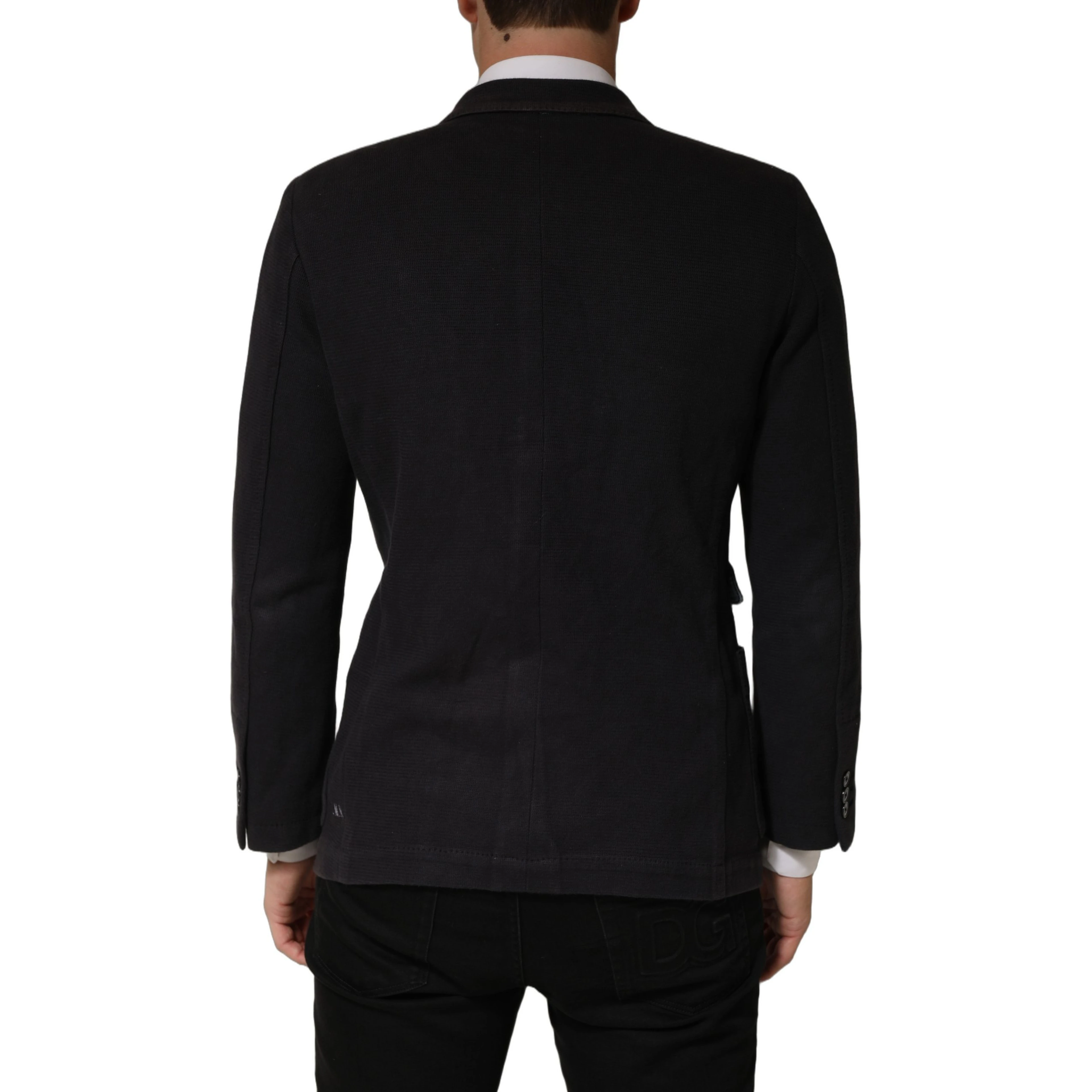 Dark Gray Cotton Men Single Breasted Jacket