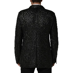 Black Lamb Leather Double Breasted Jacket