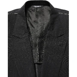 Black Pinstripe Men Single Breasted Jacket