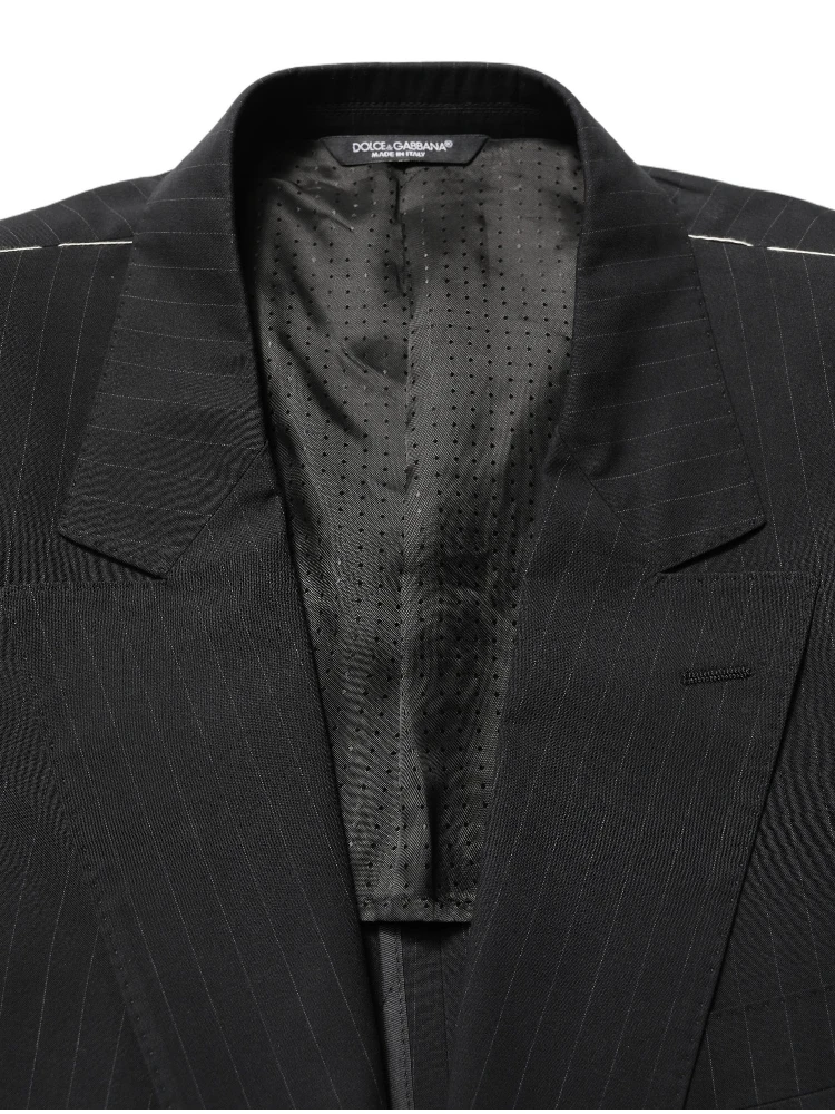 Black Pinstripe Men Single Breasted Jacket alternative