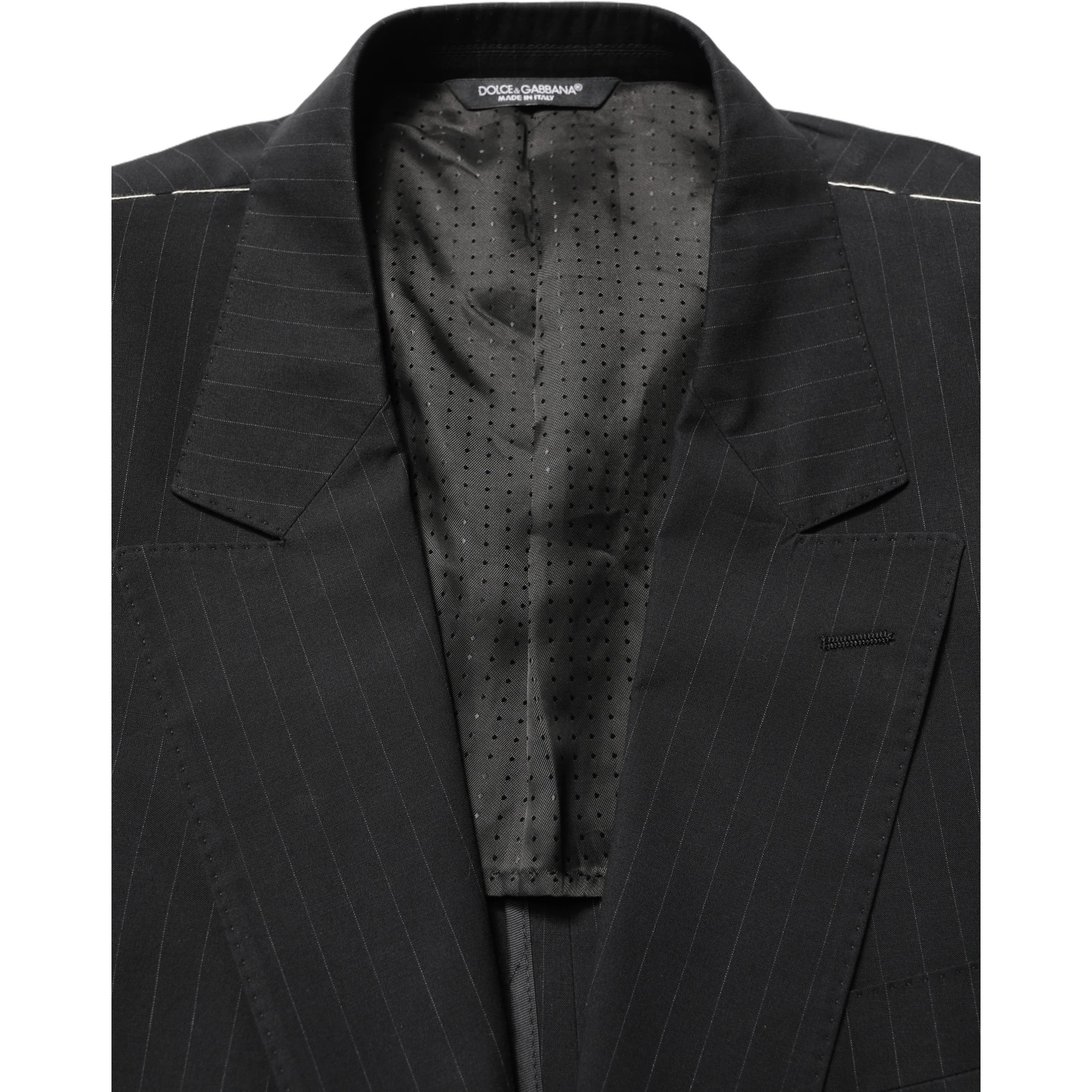 Black Pinstripe Men Single Breasted Jacket