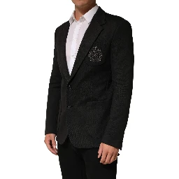Black Embroidered Single Breasted Men Jacket