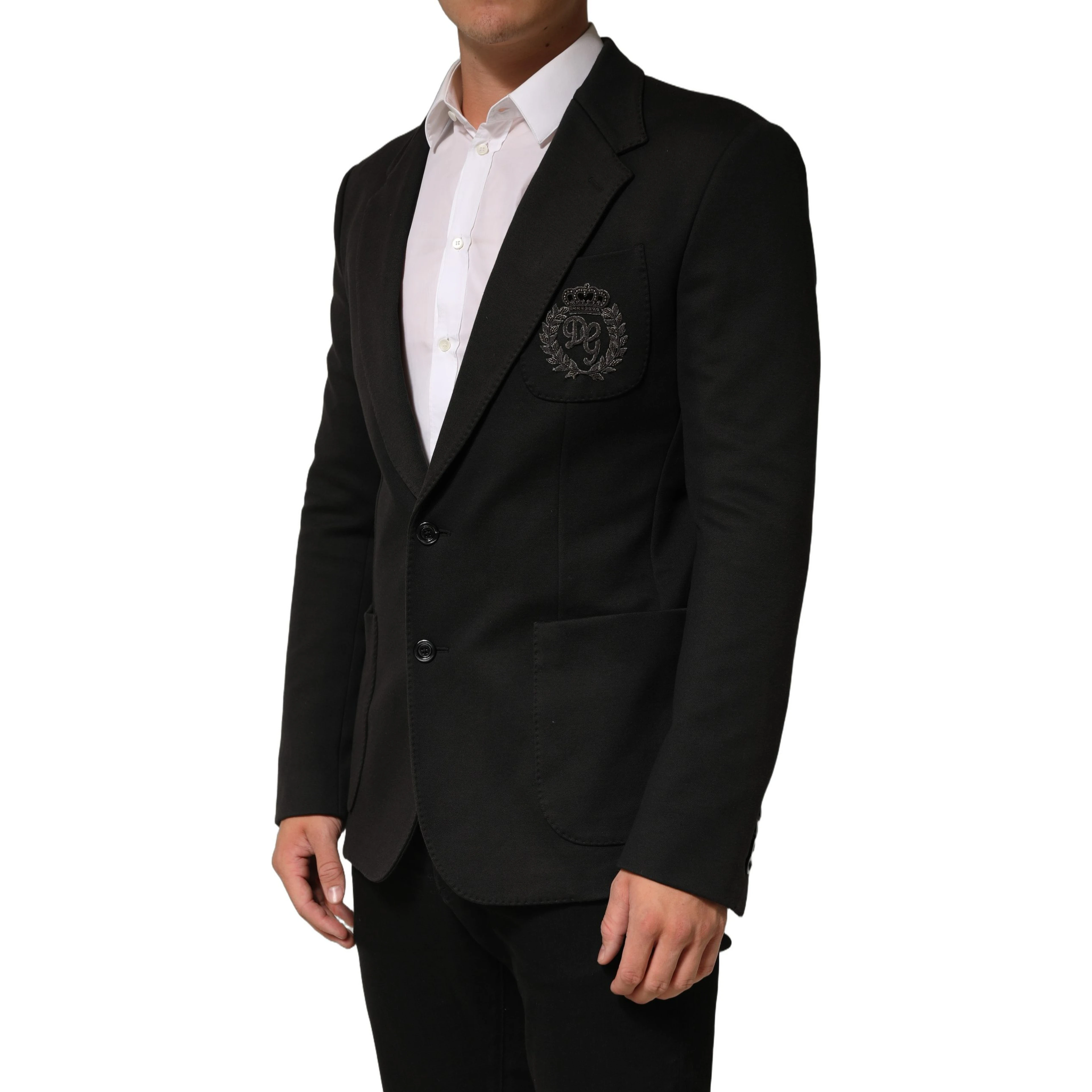 Black Embroidered Single Breasted Men Jacket