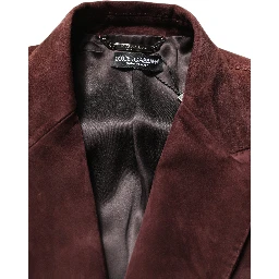 Brown Lamb Leather Double Breasted Jacket