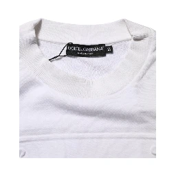 White Logo Embossed Cotton Sweatshirt Sweater