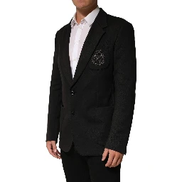 Black Embroidered Single Breasted Jacket