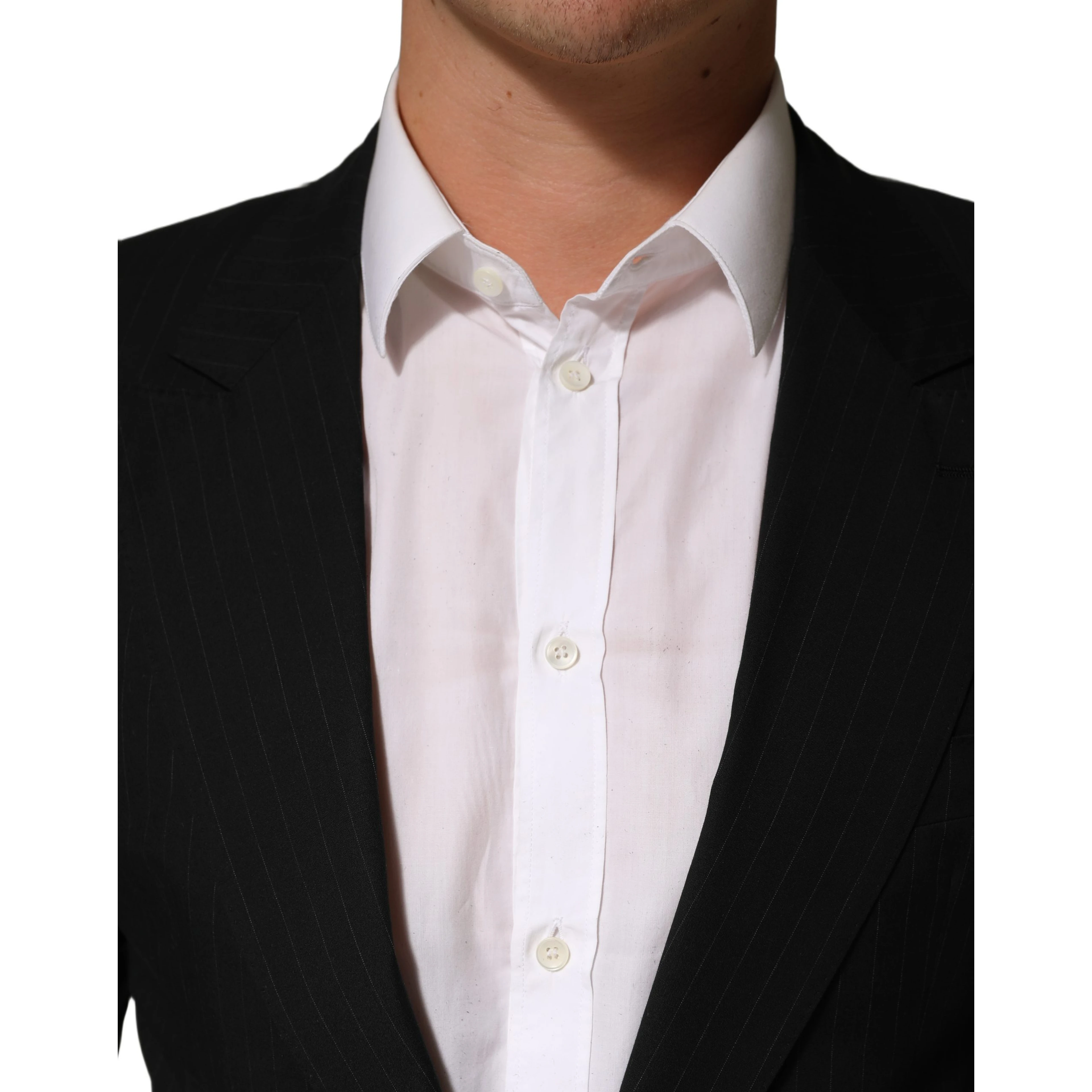 Black Pinstripe Men Single Breasted Jacket