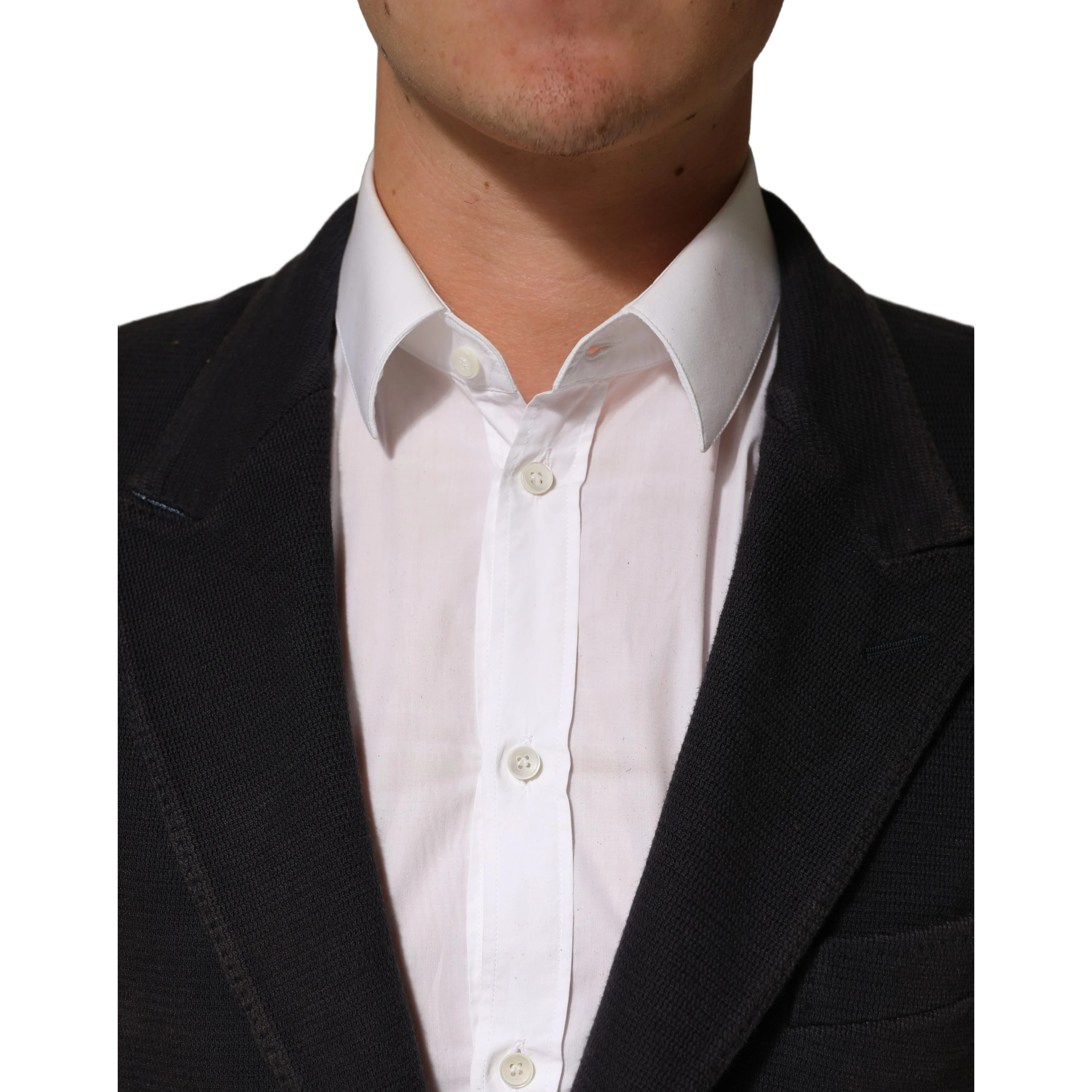 Dark Gray Cotton Men Single Breasted Jacket