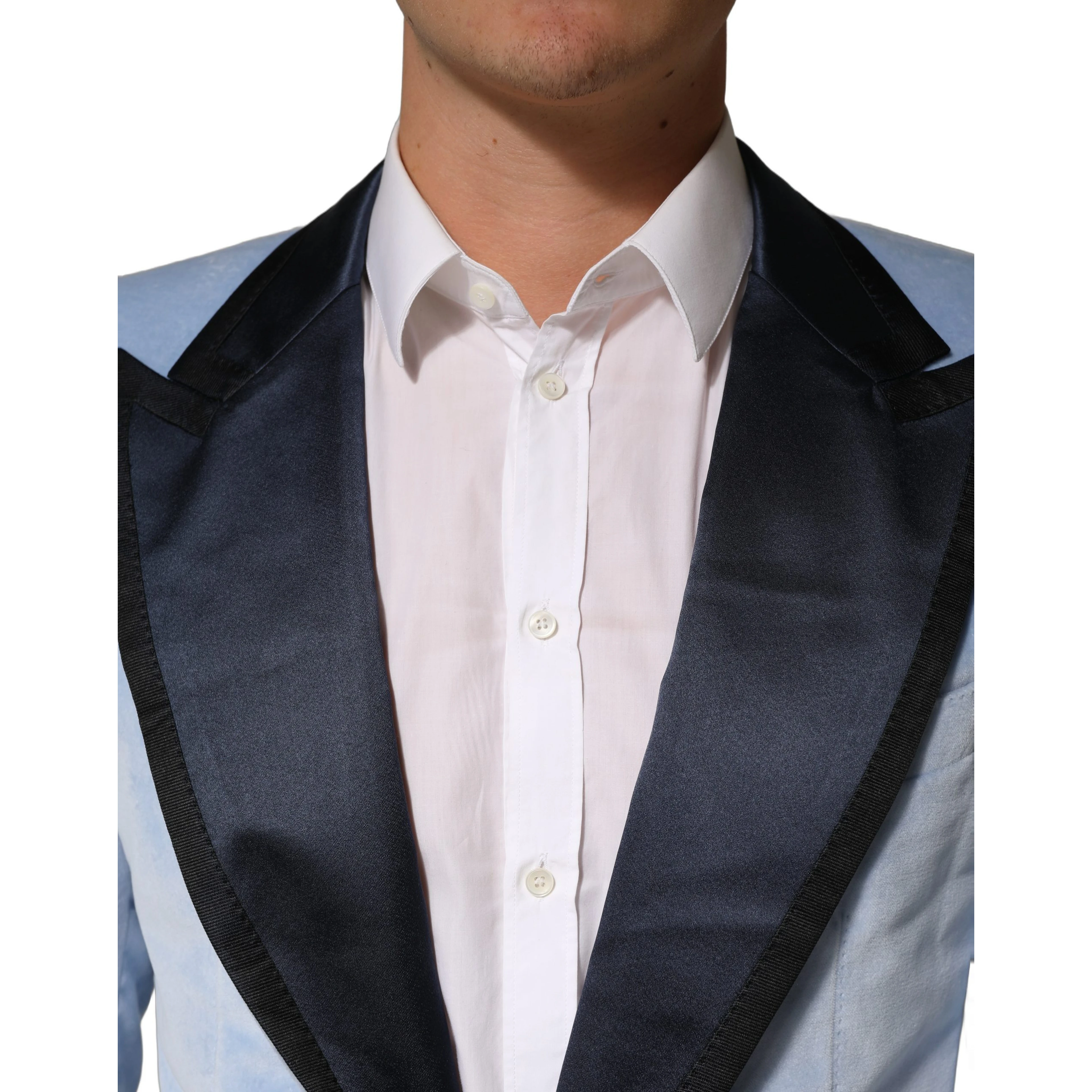 Blue Cotton Formal Single Breasted Jacket