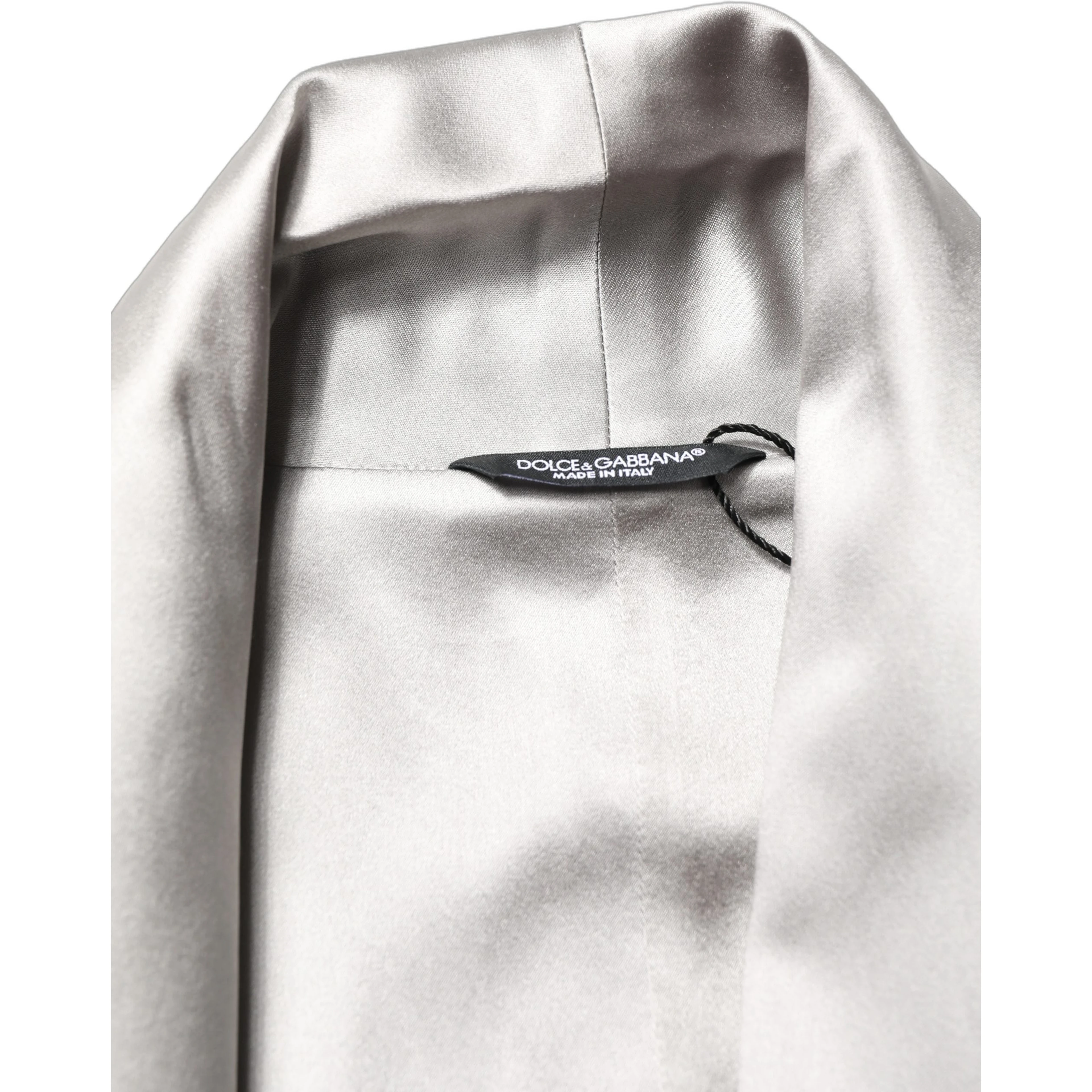 Gray Silk Satin Robe Embroidered Jacket