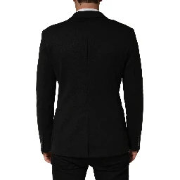Black Embroidered Single Breasted Men Jacket
