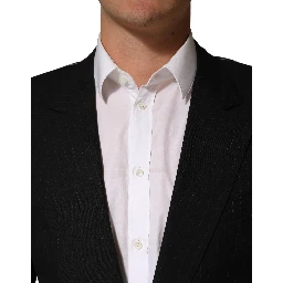Black Pinstripe Men Single Breasted Jacket