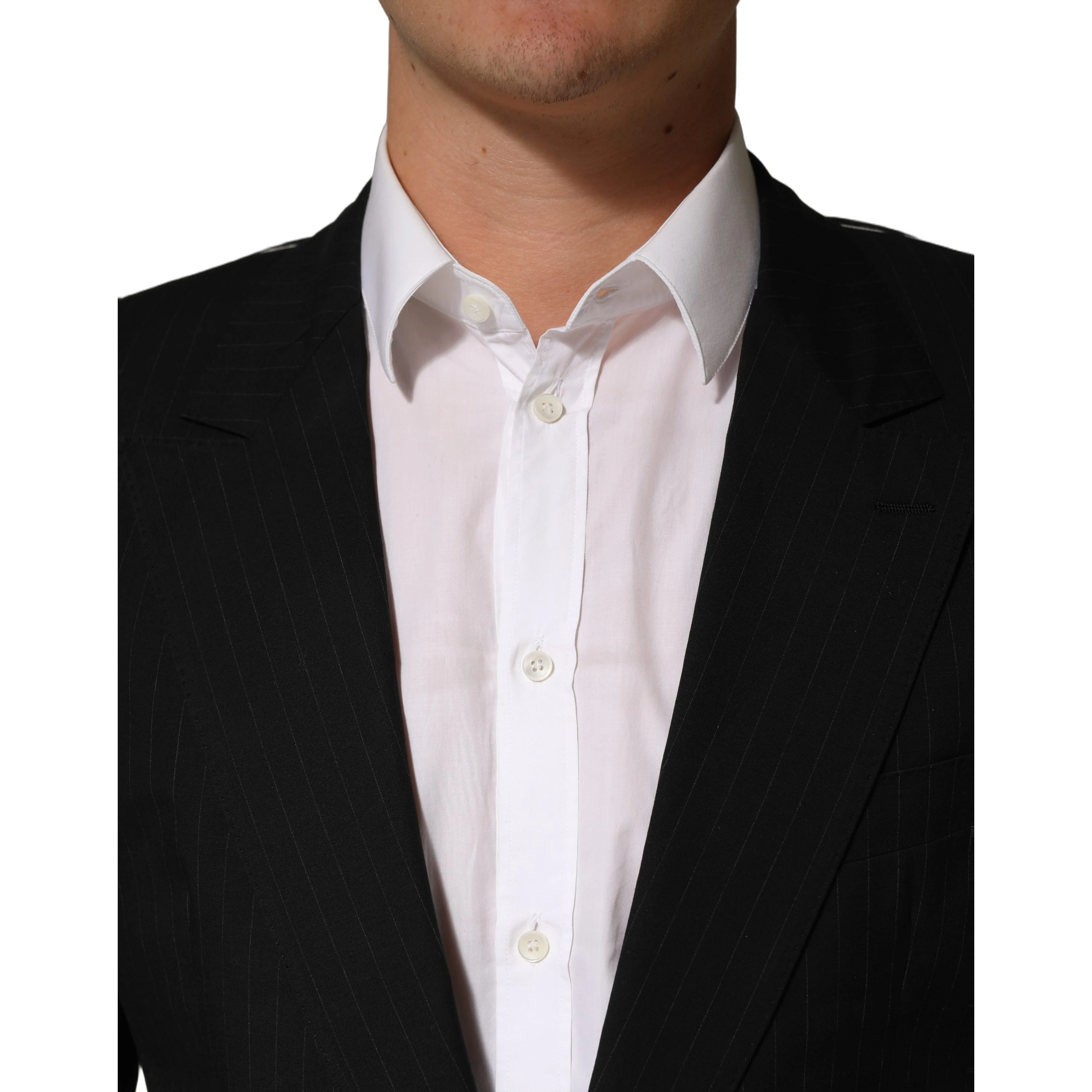 Black Pinstripe Men Single Breasted Jacket