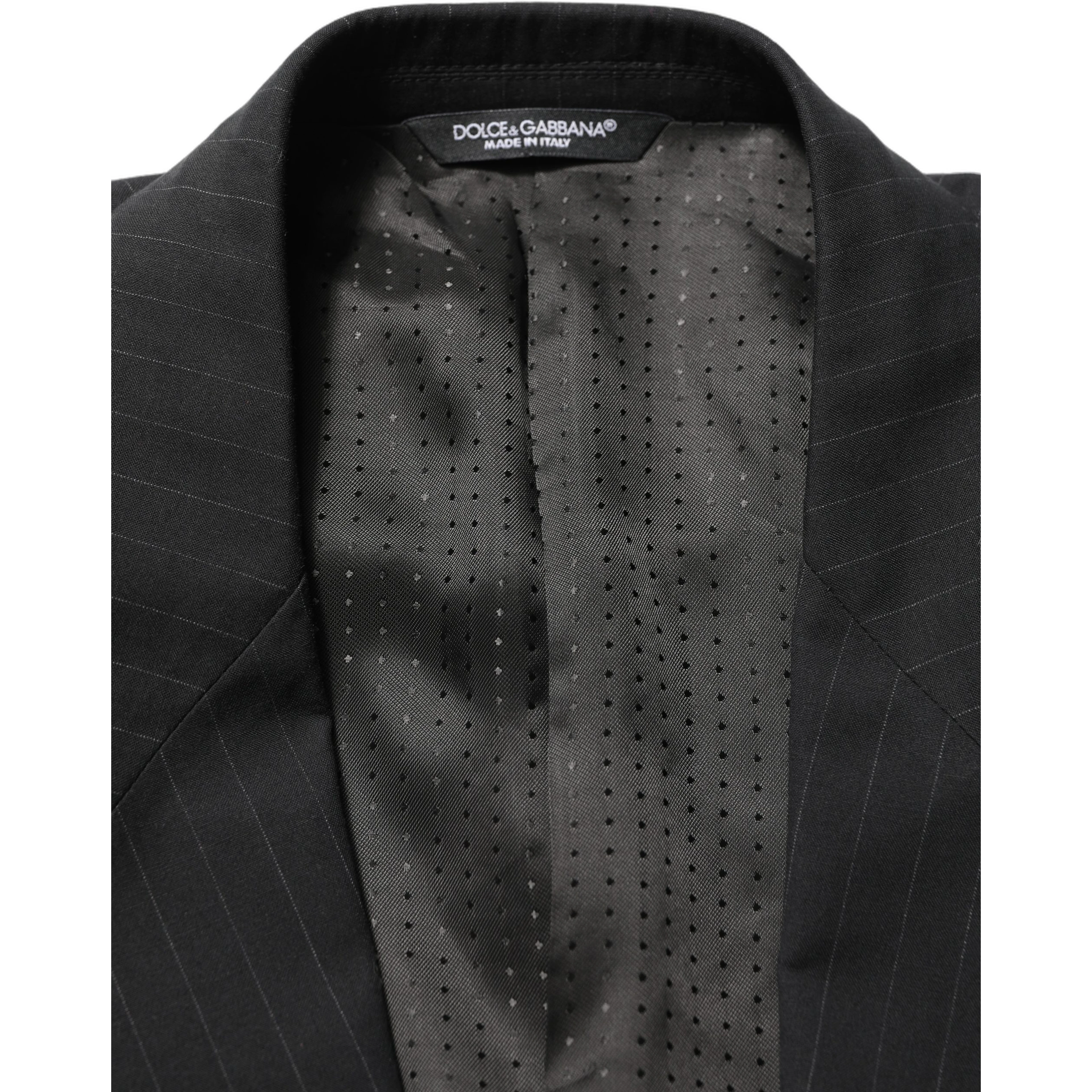 Black Pinstripe Men Single Breasted Jacket