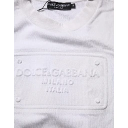 White Logo Embossed Cotton Sweatshirt Sweater