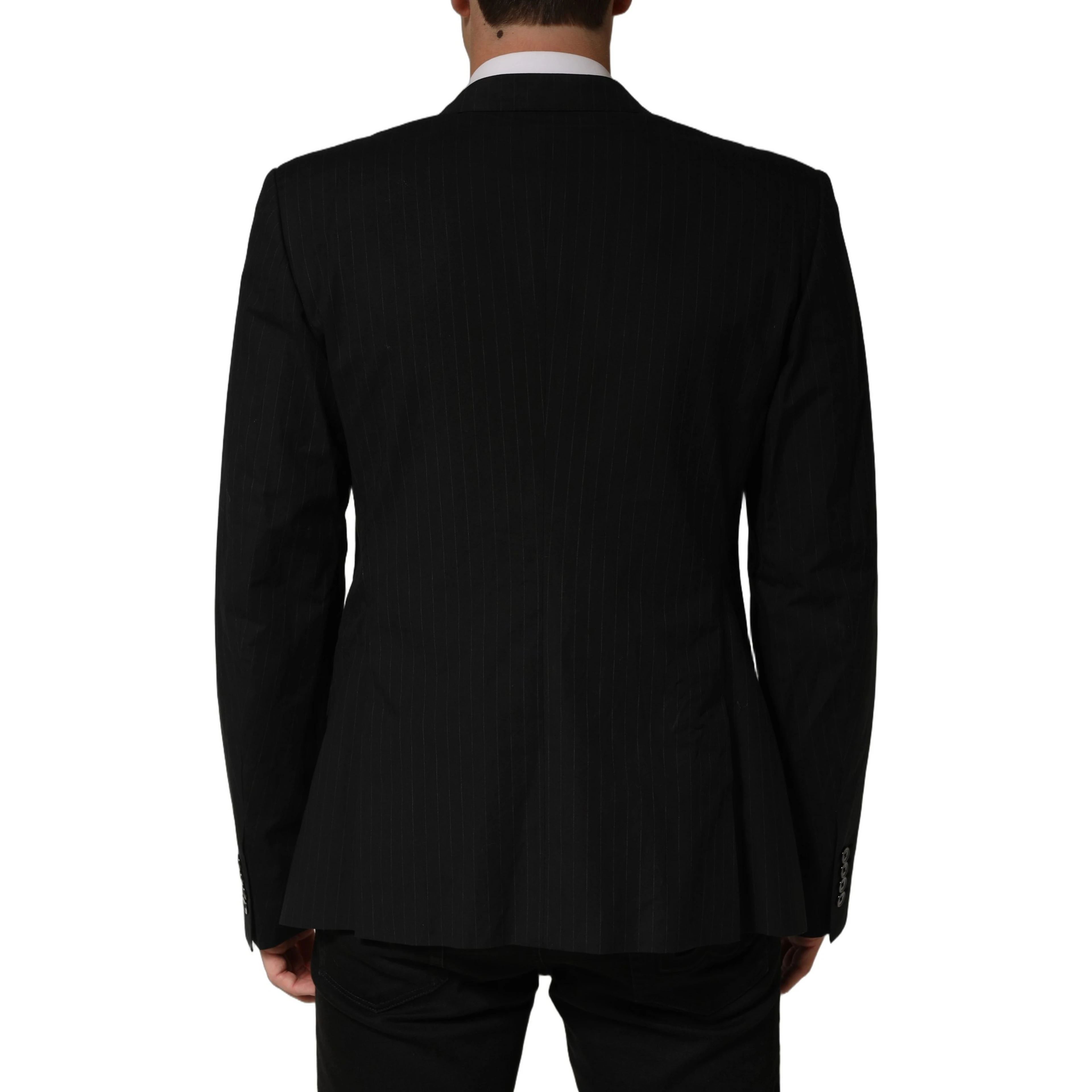 Black Pinstripe Men Single Breasted Jacket