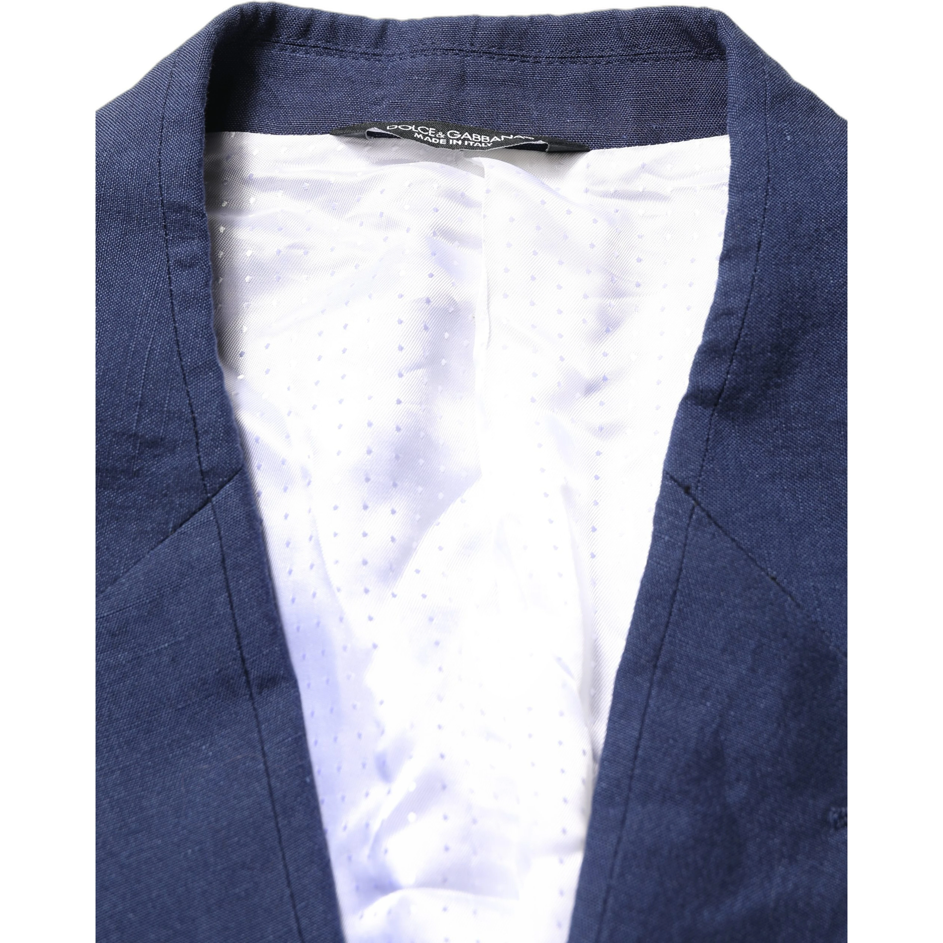 Dark Blue Flax Men Single Breasted Jacket