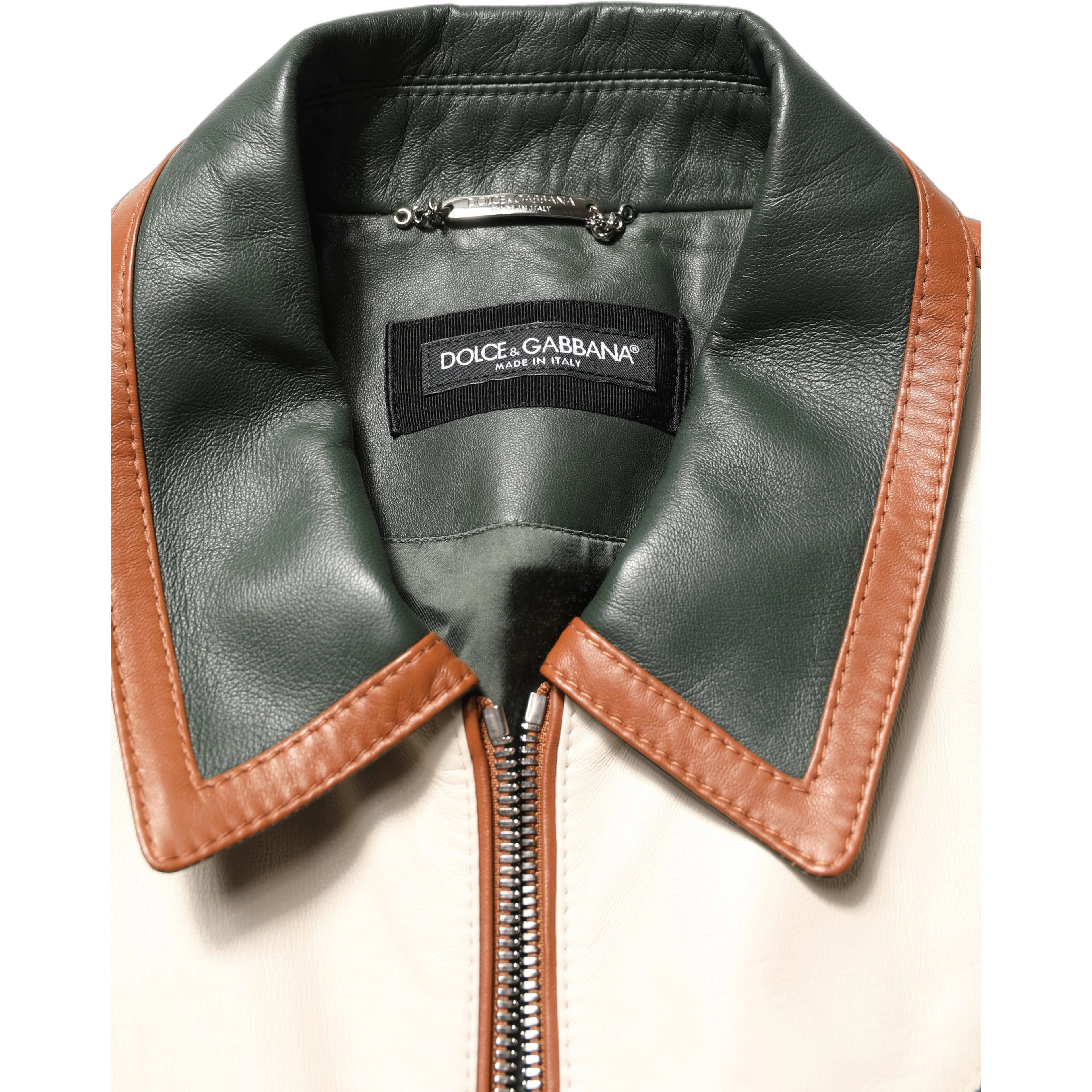 Multicolored Leather Full Zip Men Jacket
