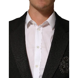 Black Embroidered Single Breasted Men Jacket