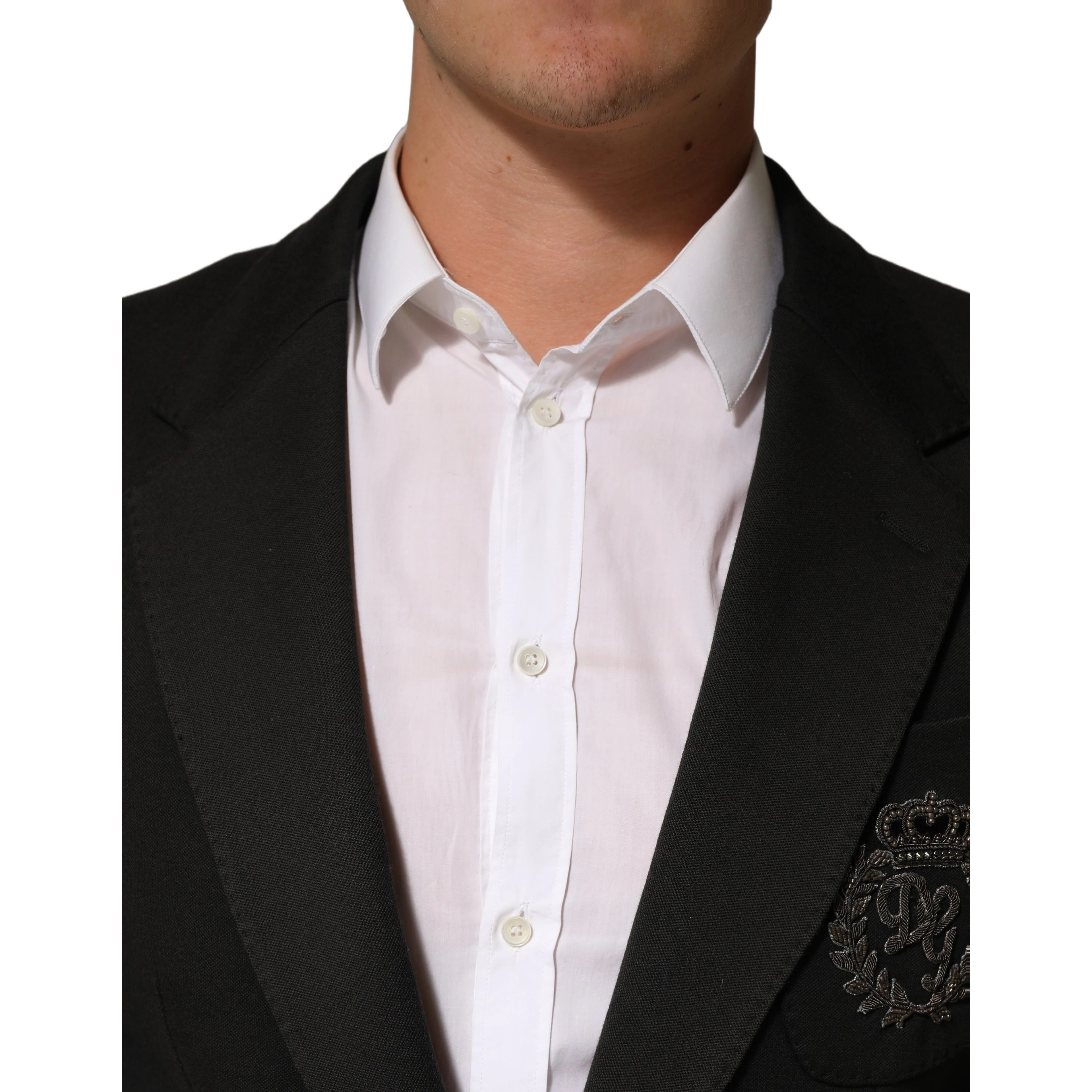 Black Embroidered Single Breasted Men Jacket