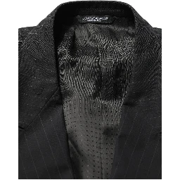 Black Pinstripe Men Single Breasted Jacket