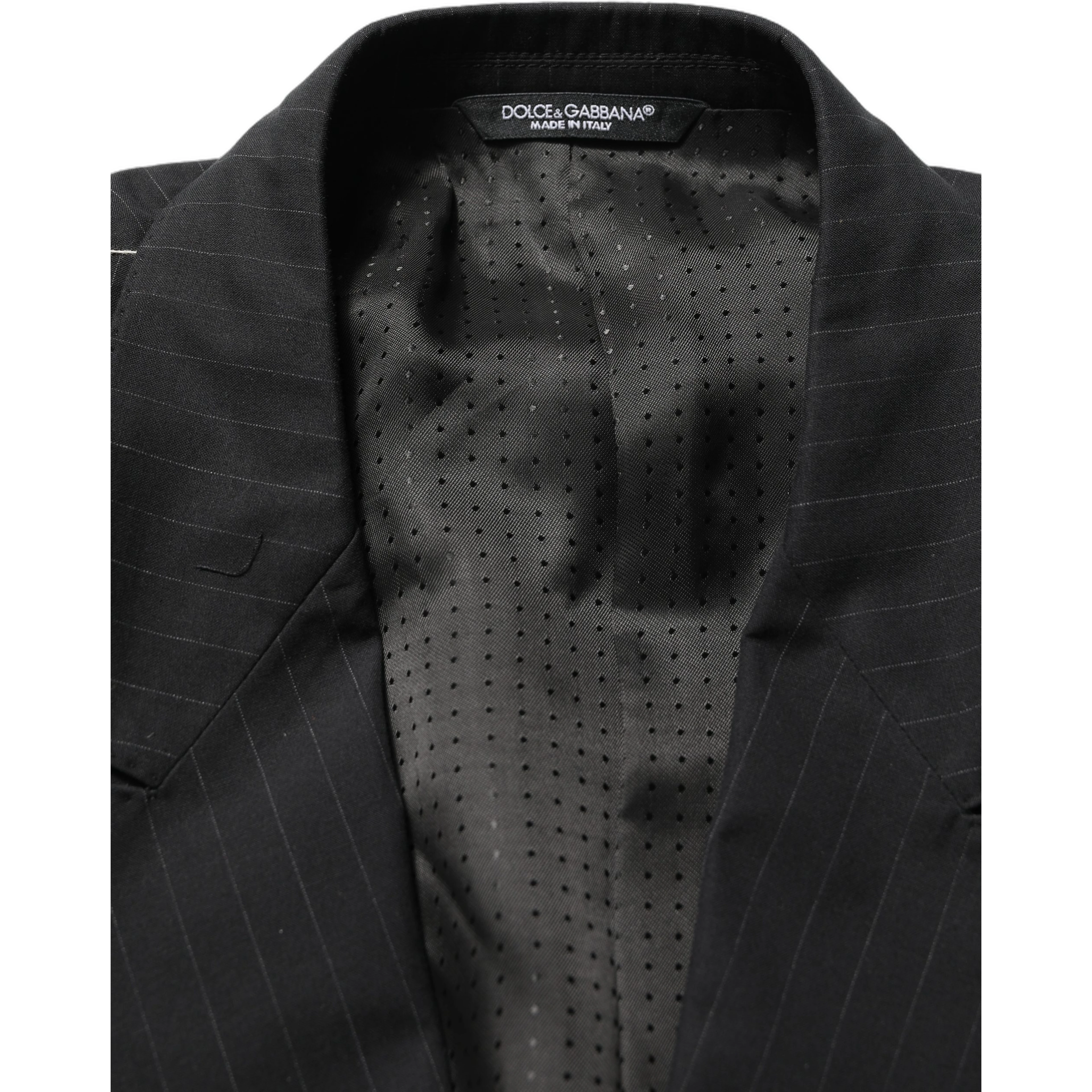Black Pinstripe Men Single Breasted Jacket