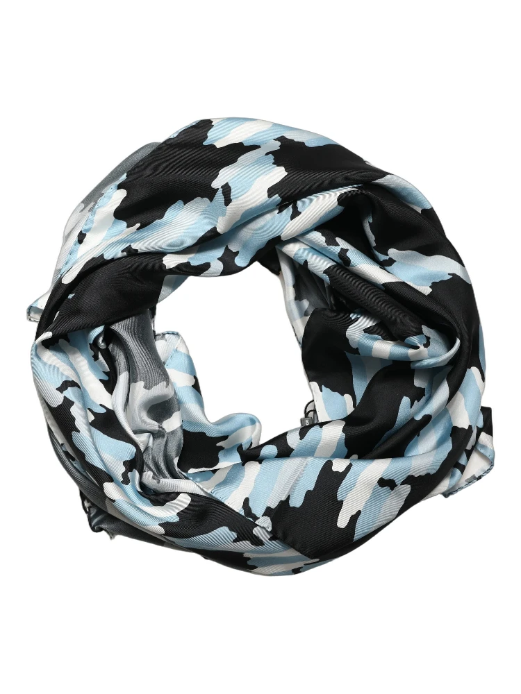 Black Blue Abstract Silk Shawl Stole Scarf