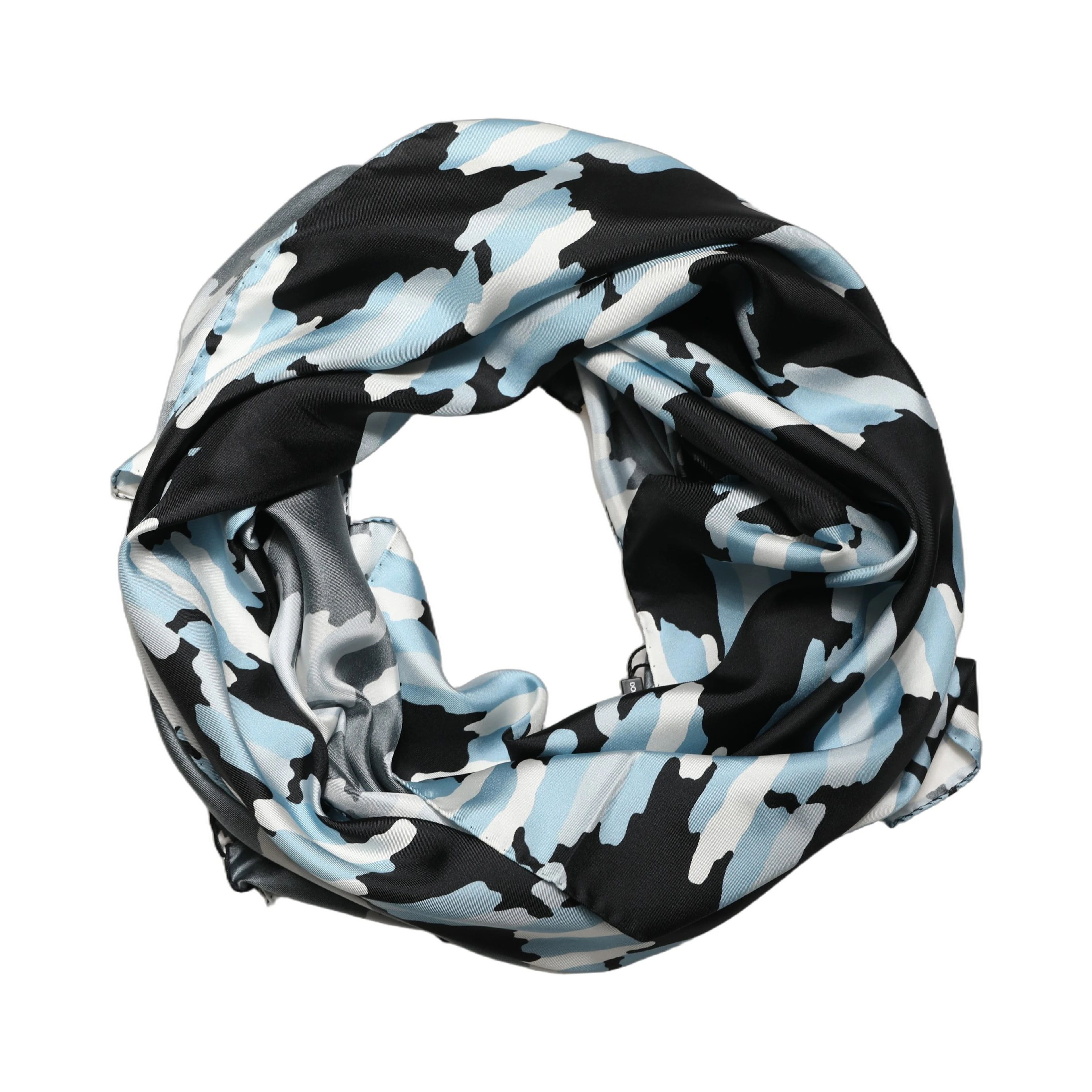 Black Blue Abstract Silk Shawl Stole Scarf