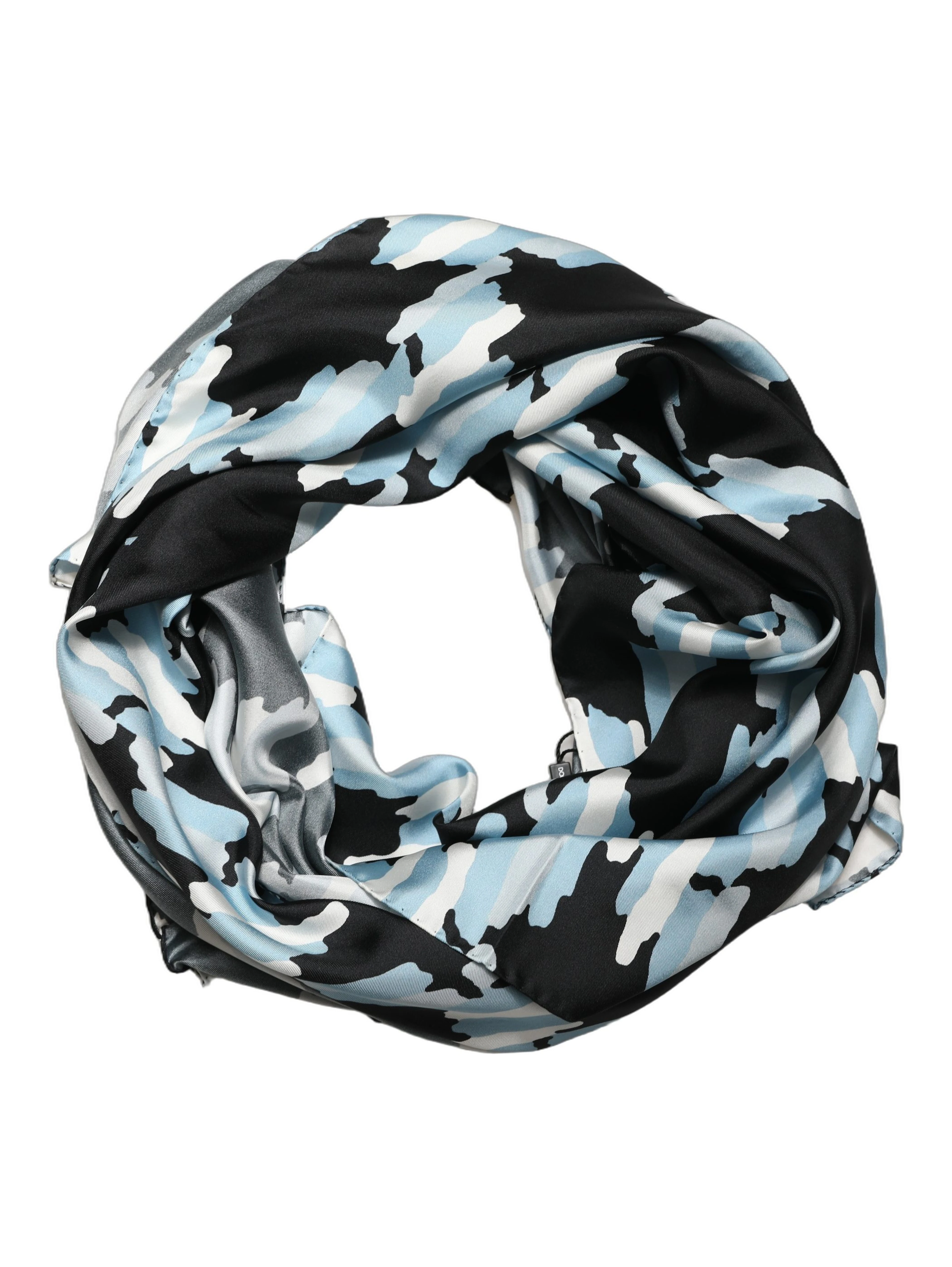 Black Blue Abstract Silk Shawl Stole Scarf