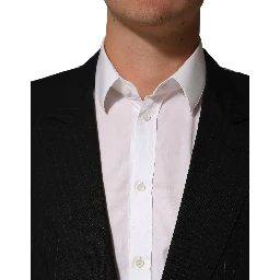 Black Pinstripe Men Single Breasted Jacket