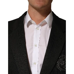 Black Embroidered Single Breasted Jacket