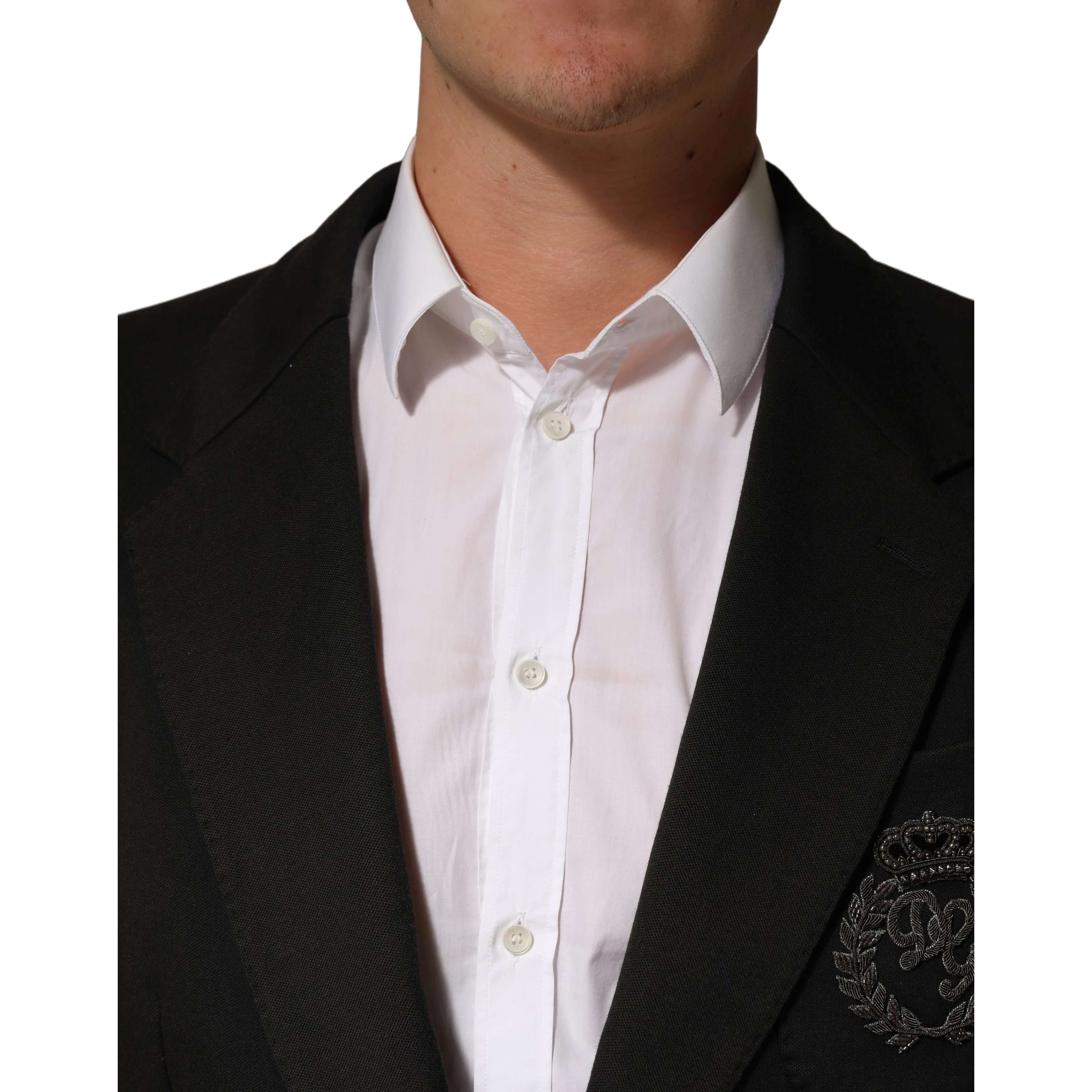 Black Embroidered Single Breasted Jacket