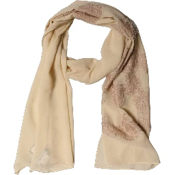 Light Beige Ornate Lace Neck Shawl Scarf