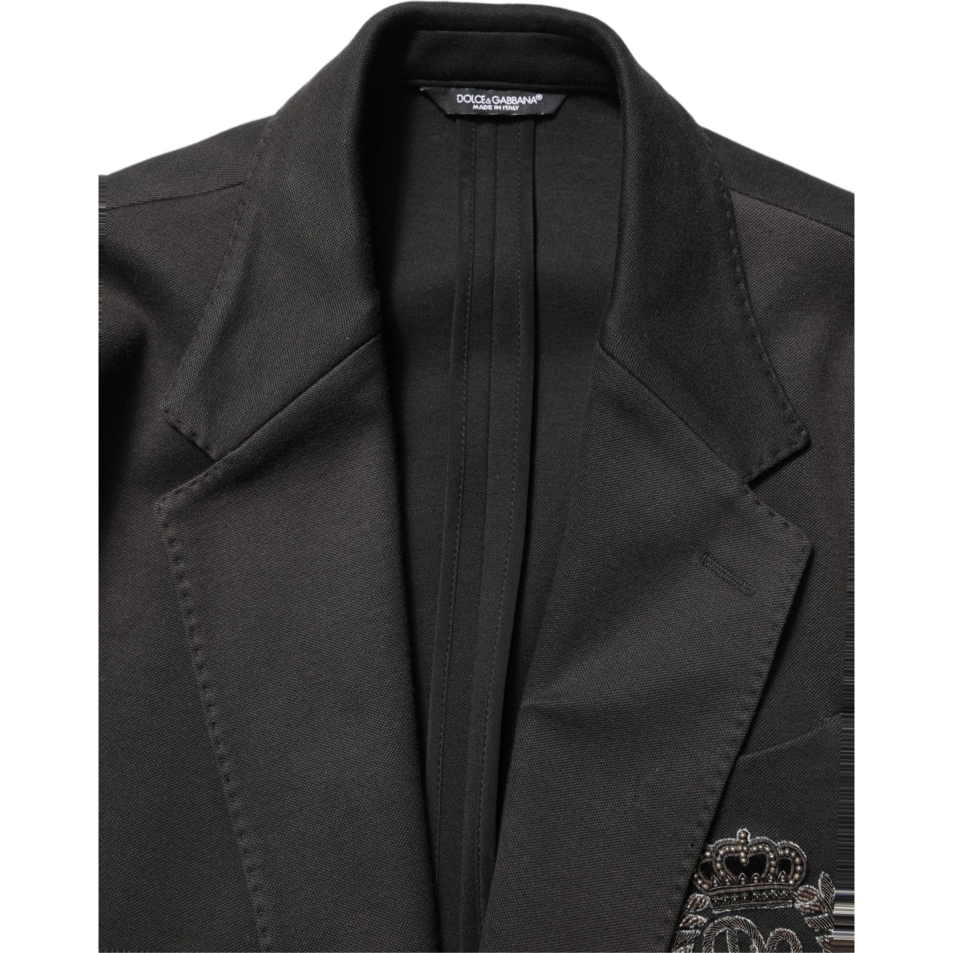 Black Embroidered Single Breasted Men Jacket