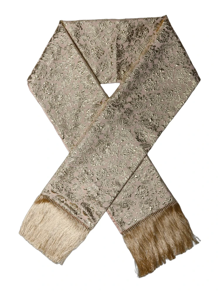 Pink Silk Fringes Neck Wrap Foulard Scarf