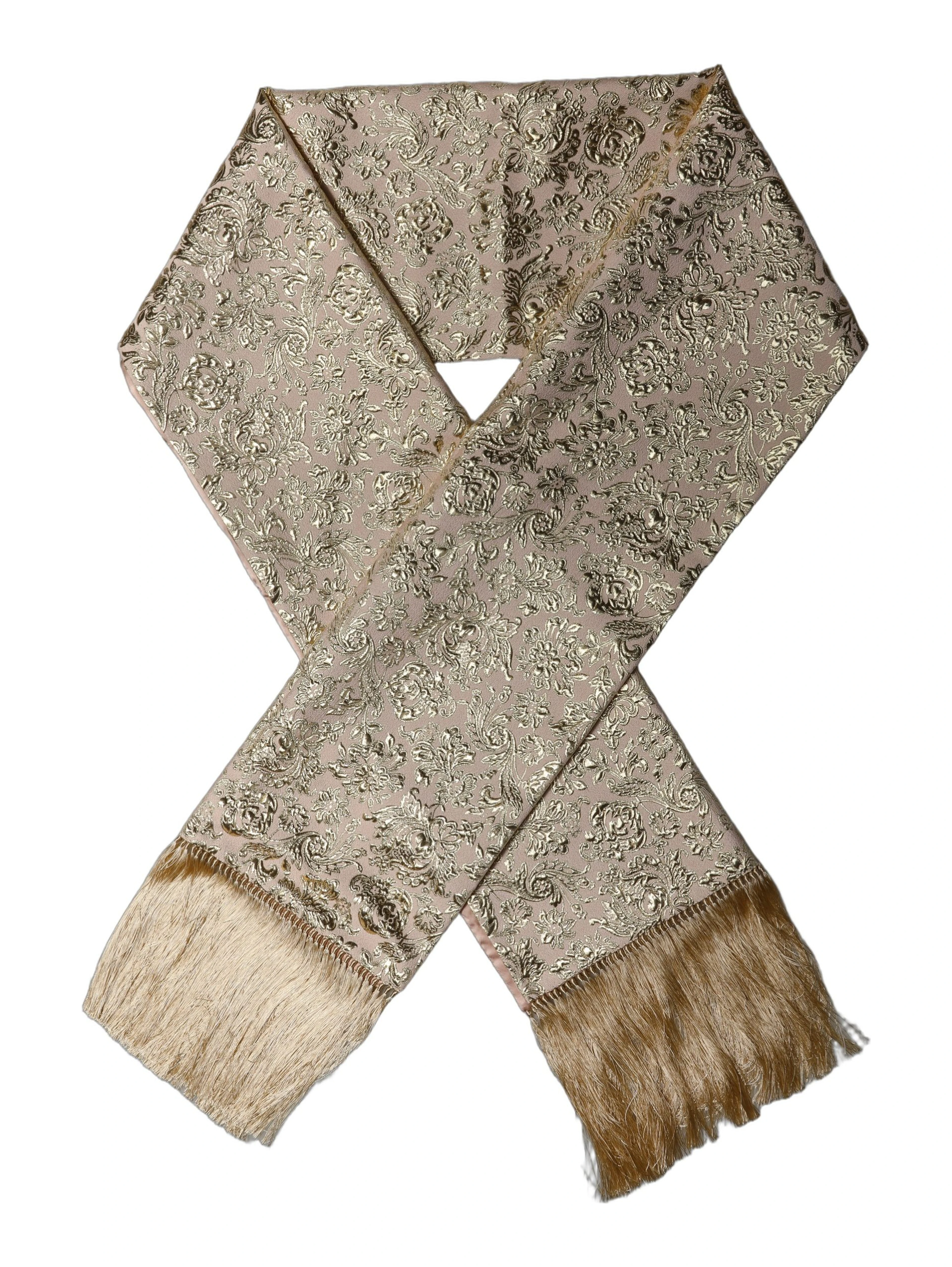 Pink Silk Fringes Neck Wrap Foulard Scarf