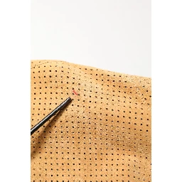 Beige Leather Perforated Full Zip Men Jacket