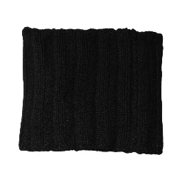 Black Cashmere Ribbed Knit Neck Warmer Scarf