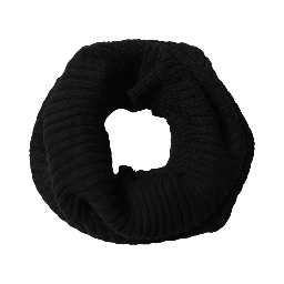 Black Cashmere Ribbed Knit Neck Warmer