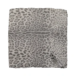 Gray Leopard Print Silk Square Foulard Scarf