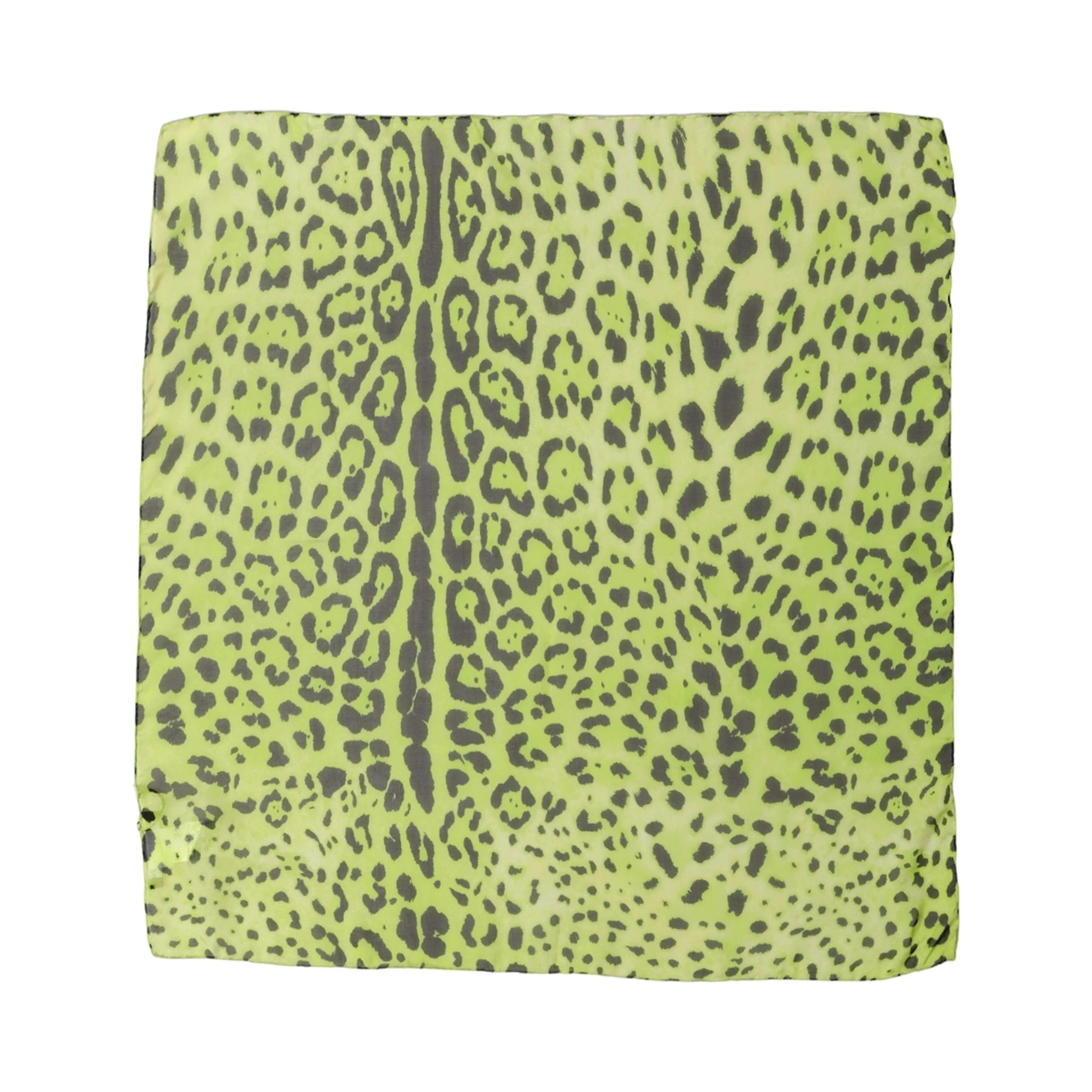 Green Leopard Print Silk Square Foulard Scarf