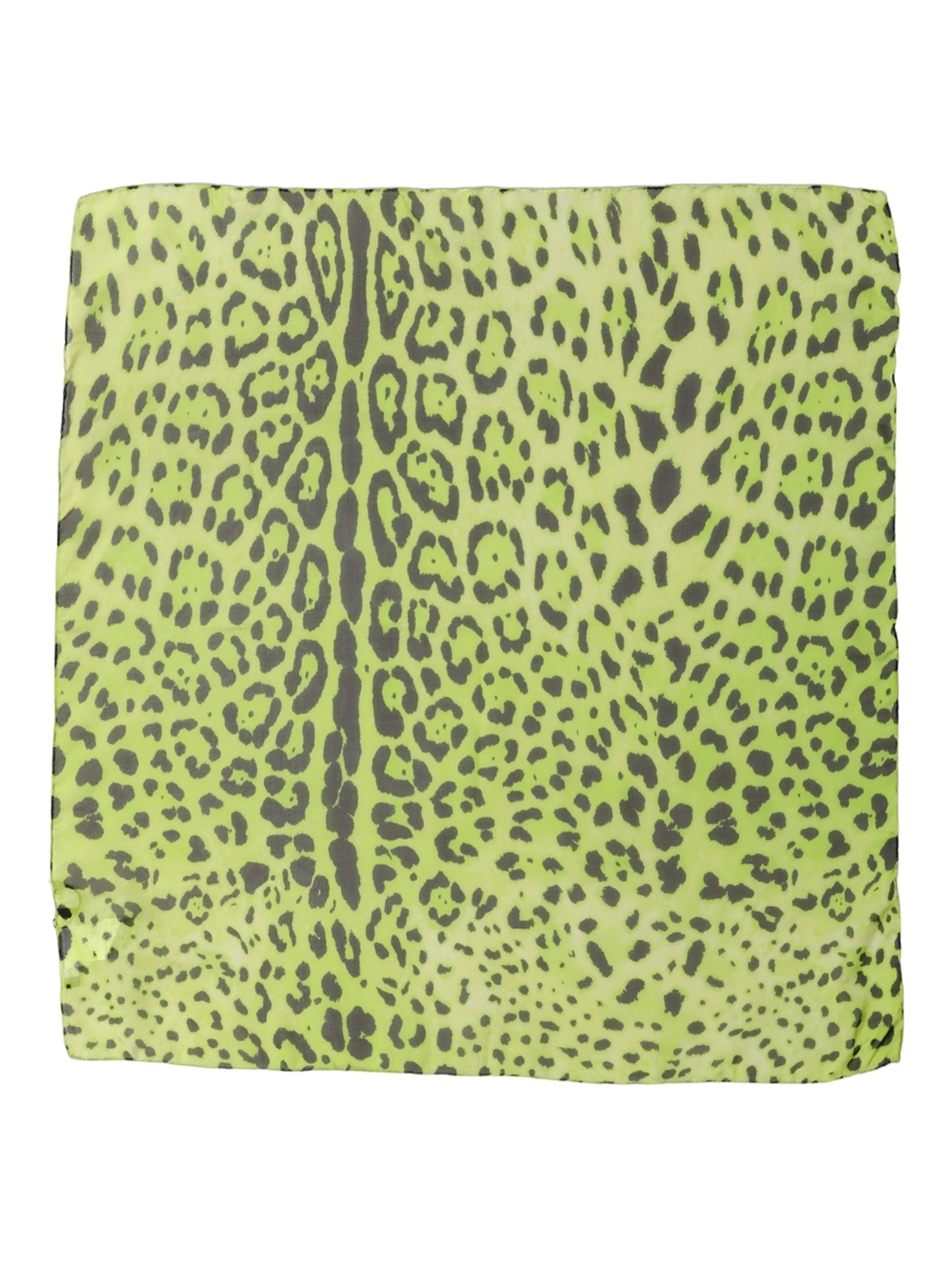 Green Leopard Print Silk Square Foulard Scarf