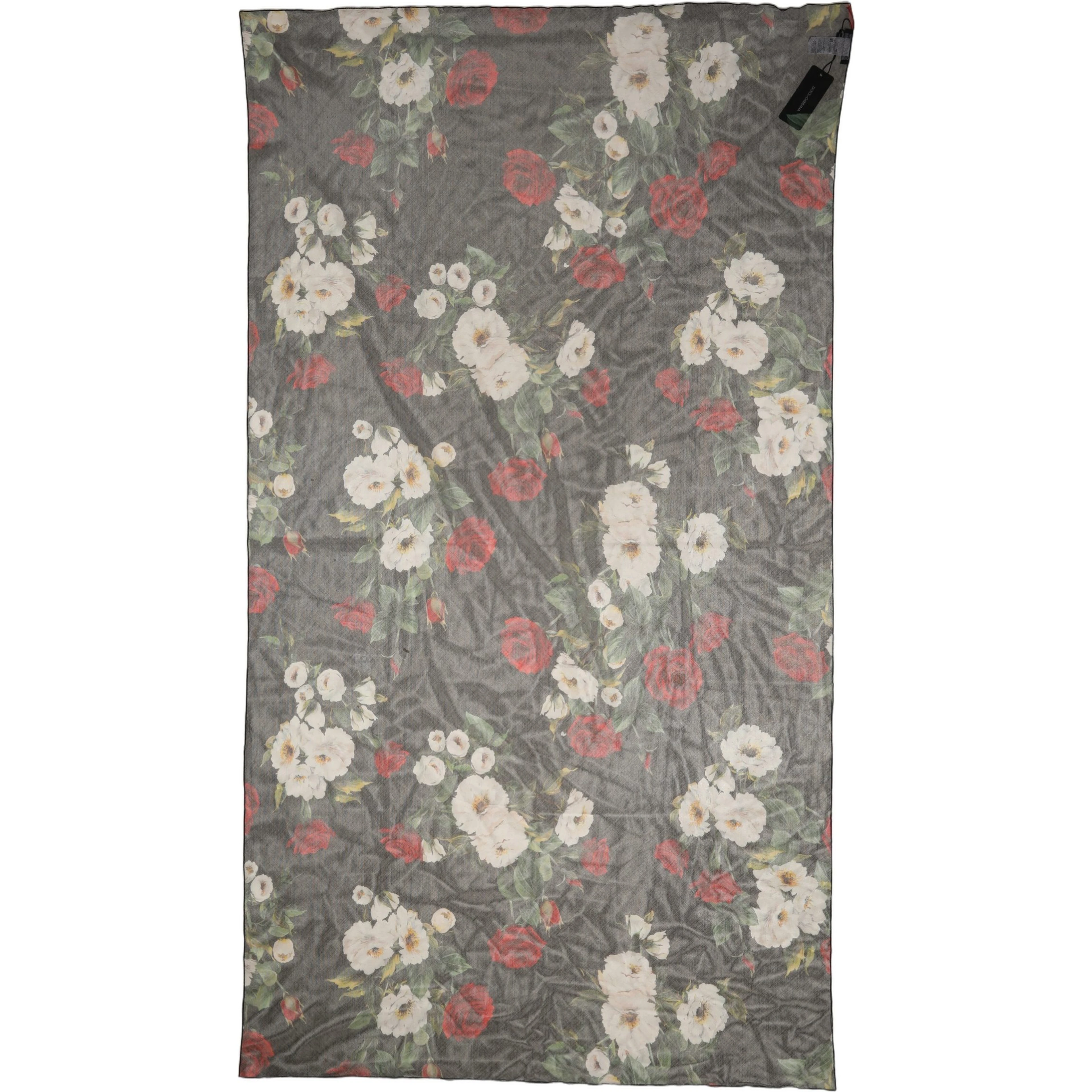 Black Floral Print Cotton Shawl Stole Scarf