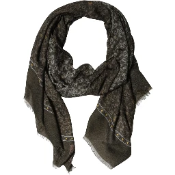 Olive Green Cotton Floral Neck Shawl Scarf