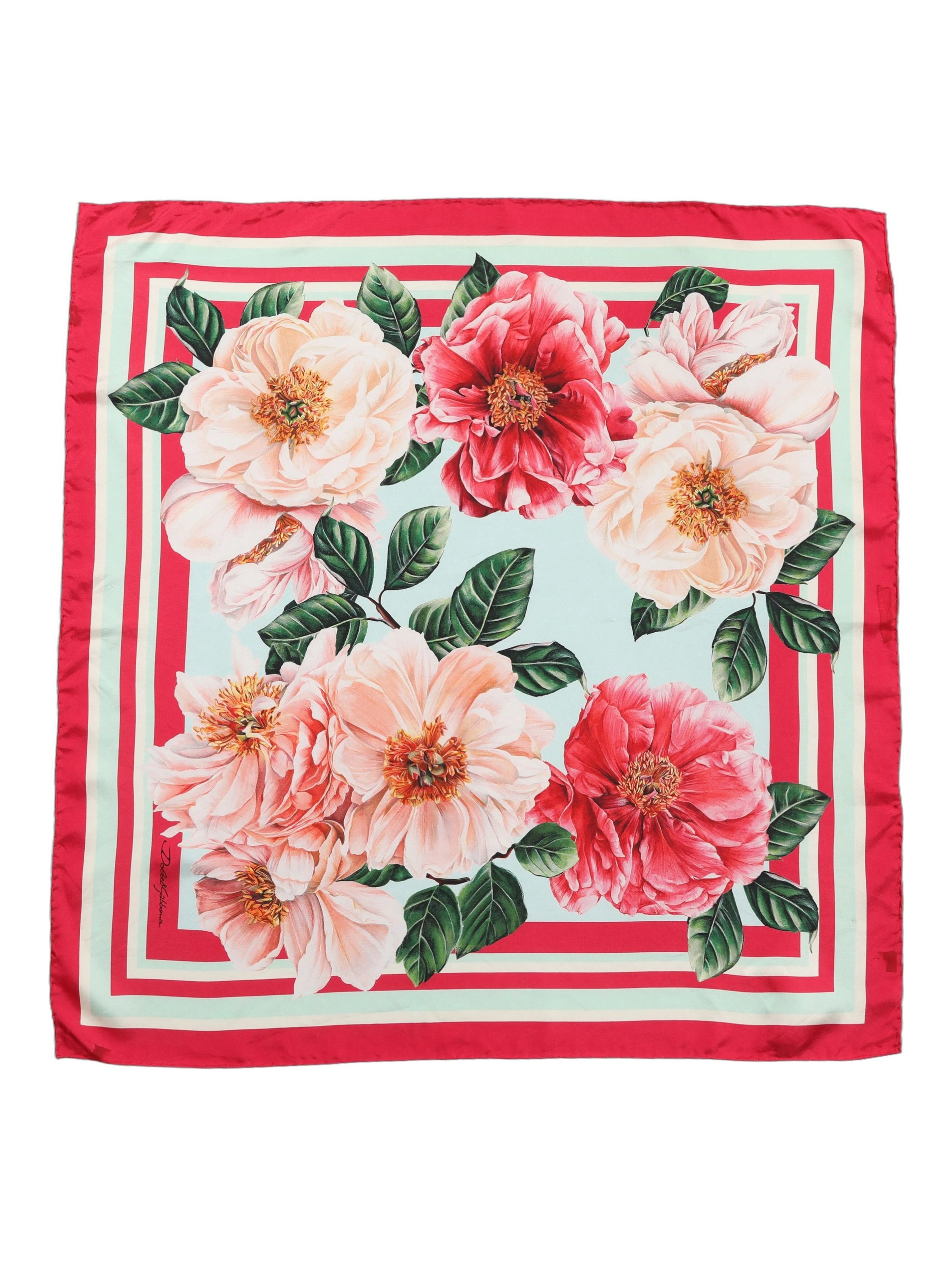 Multicolor Floral Print Square Foulard Scarf
