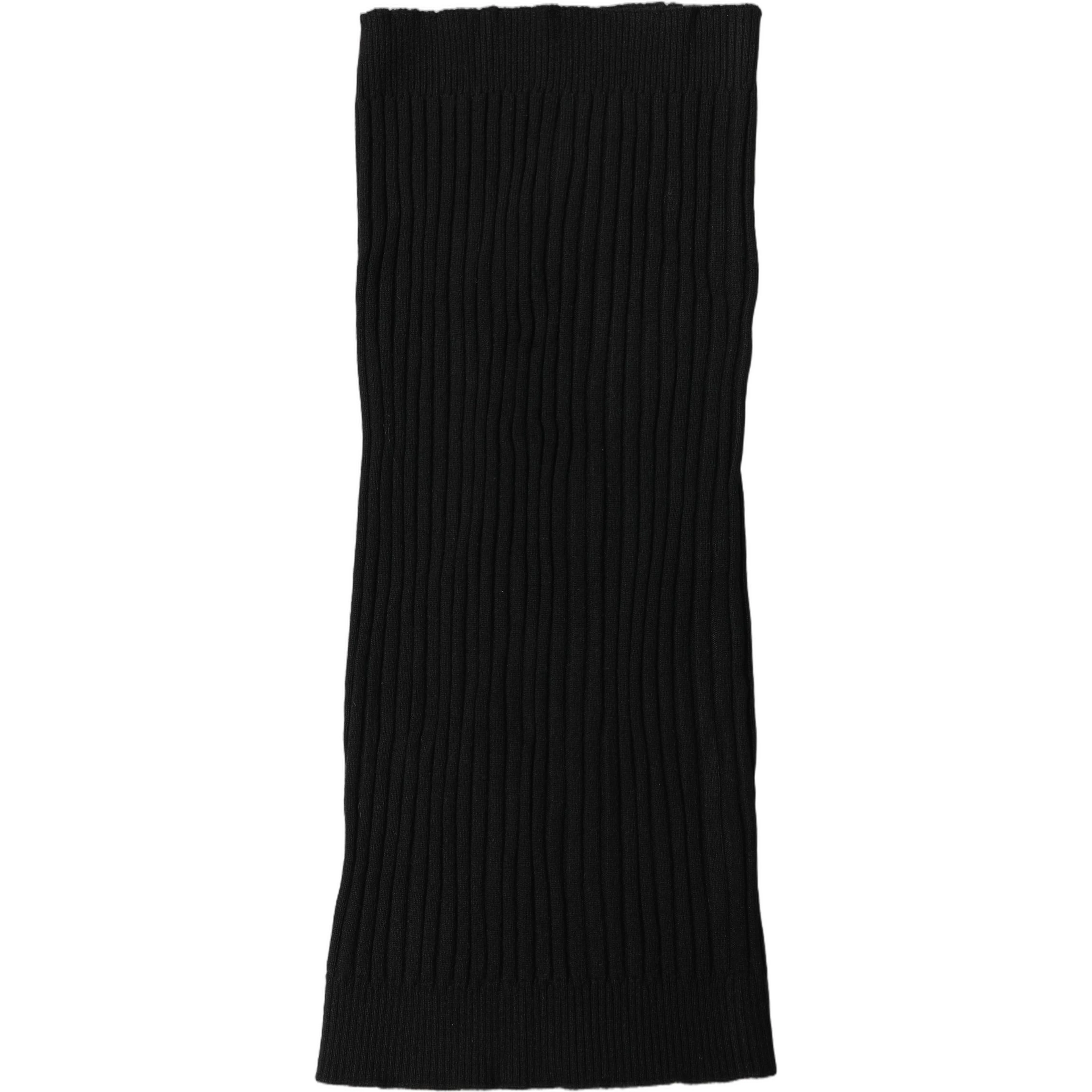 Black Cashmere Ribbed Knit Neck Warmer