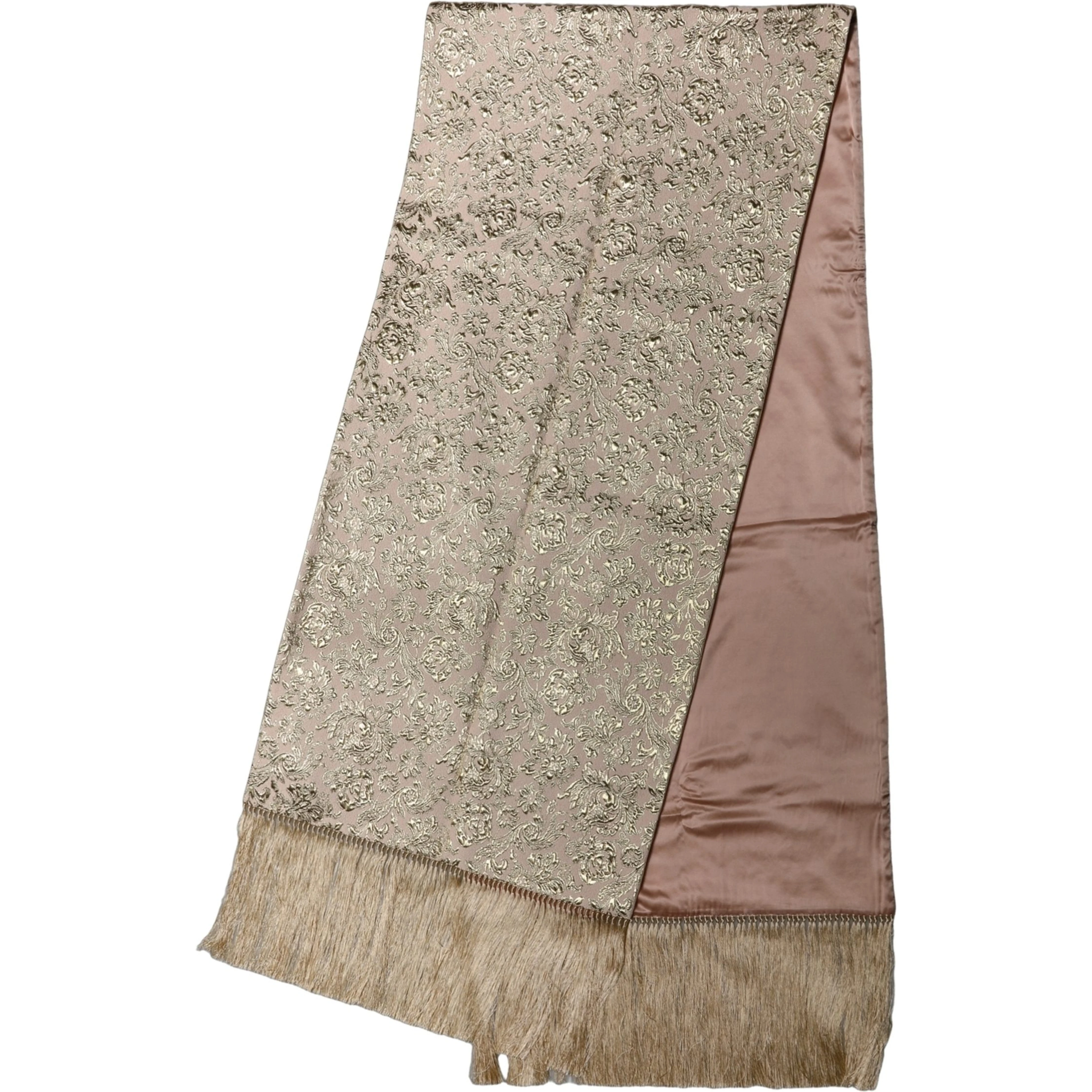 Pink Silk Fringes Neck Wrap Foulard Scarf