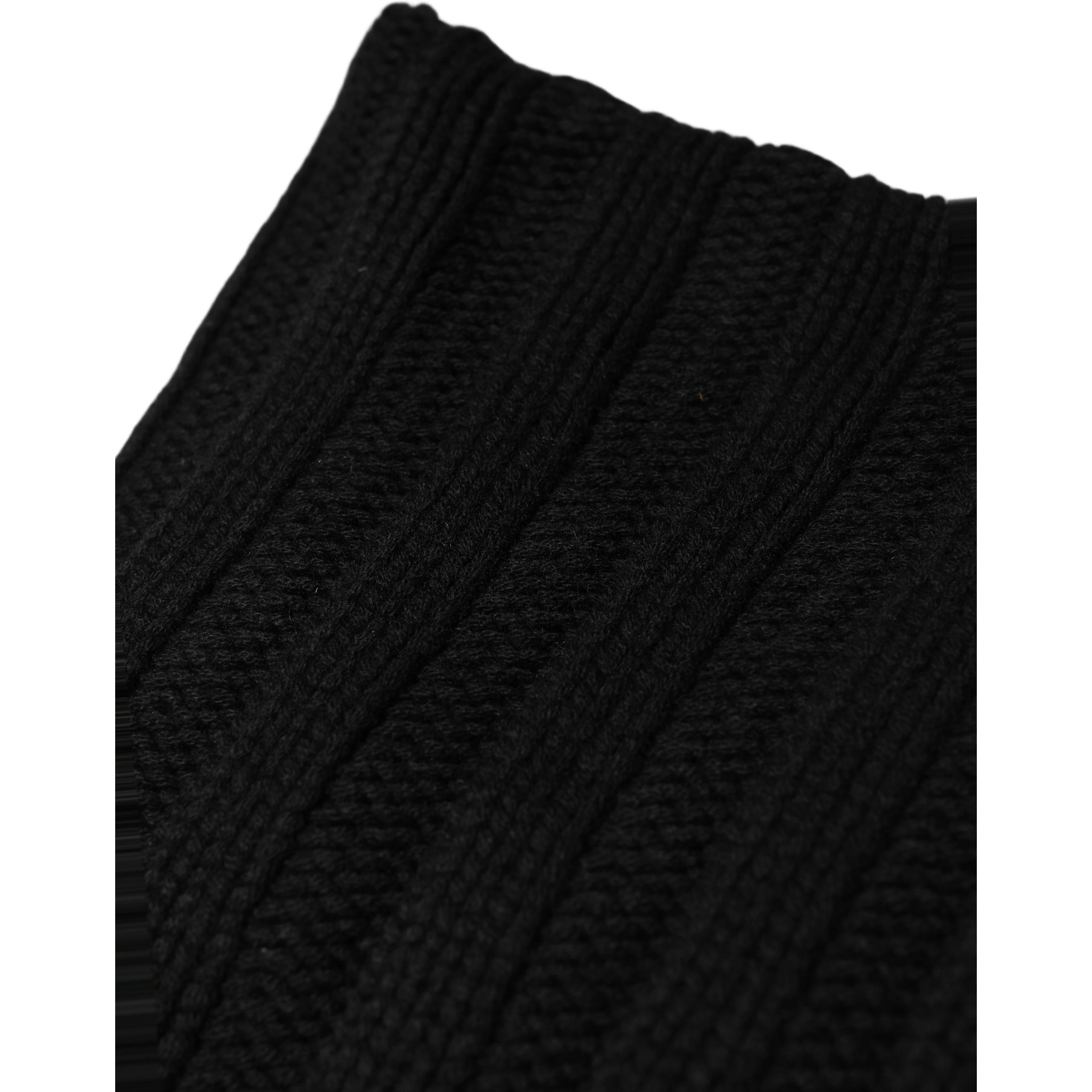 Black Cashmere Ribbed Knit Neck Warmer Scarf