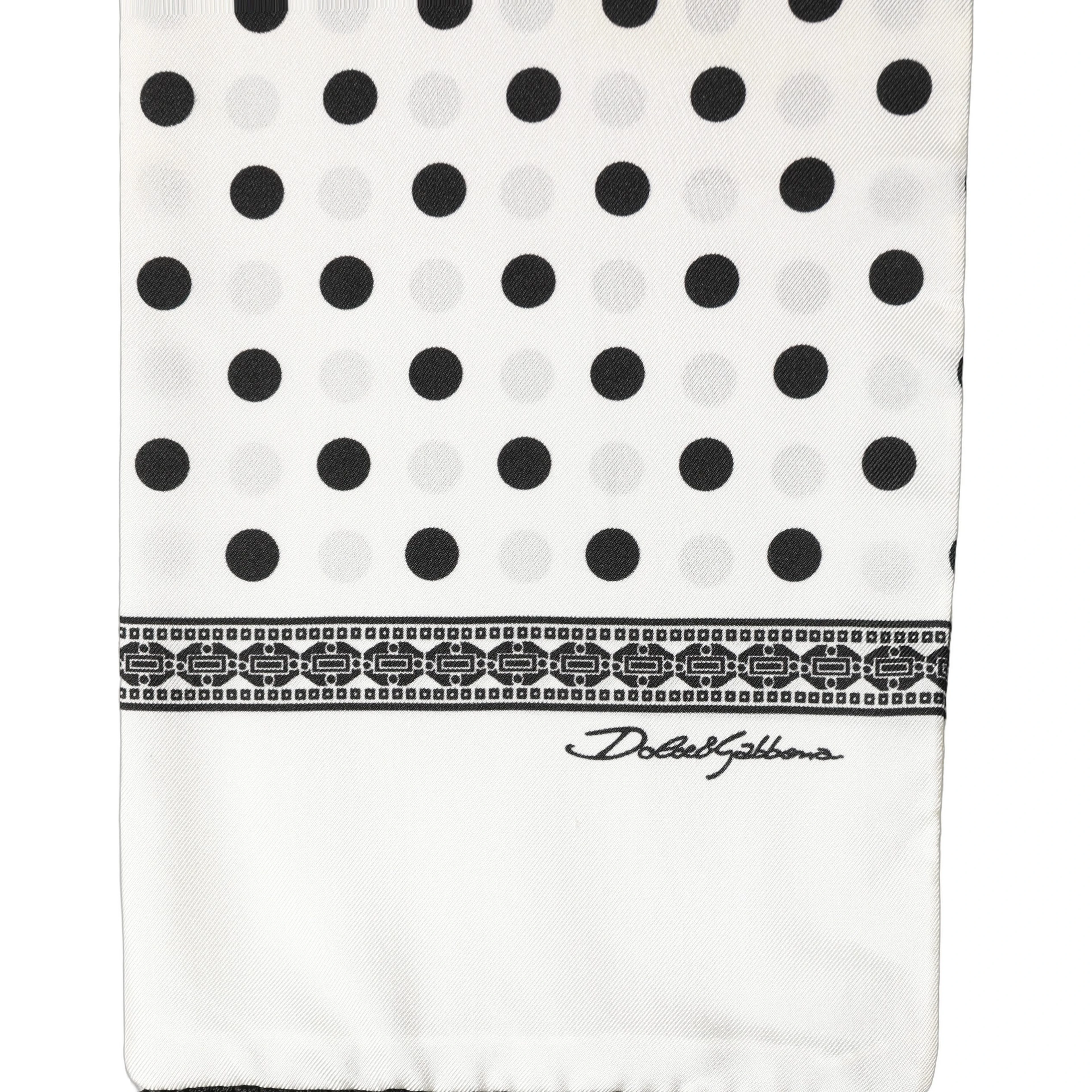White Black Polka Dot Fringed Shawl Scarf